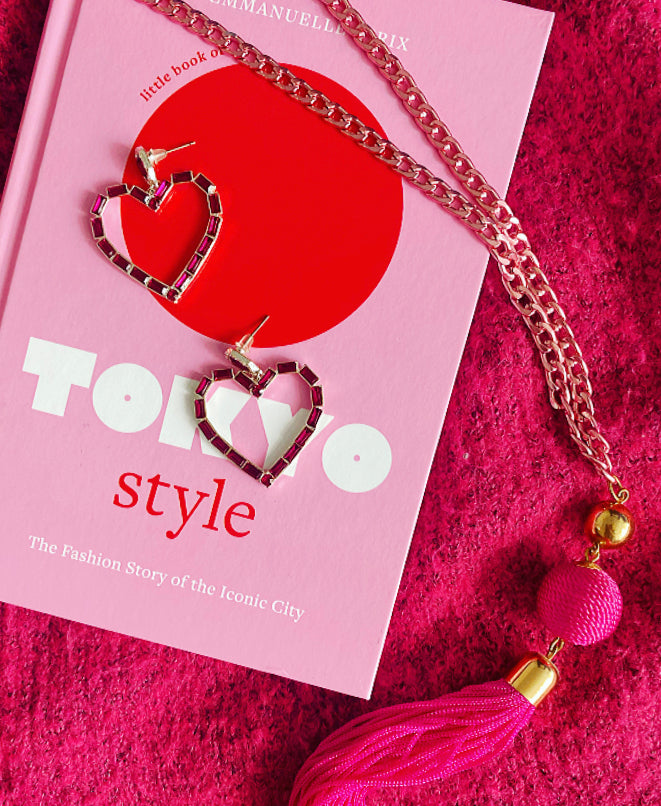 Pink Diamanté Statement Heart Earrings - High Maintenance Jewellery