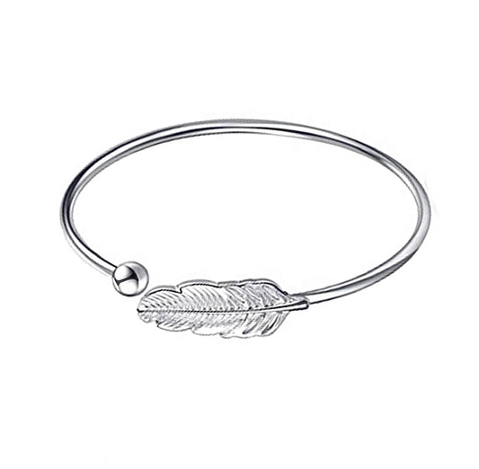 Angel Wing Feather Sterling Silver Bangle Bracelet - High Maintenance Jewellery