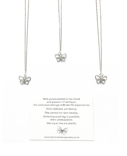 ‘She’s like a Butterfly’ - Sterling Silver Necklace - High Maintenance Jewellery