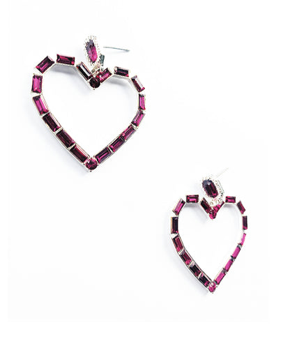 Pink Diamanté Statement Heart Earrings - High Maintenance Jewellery
