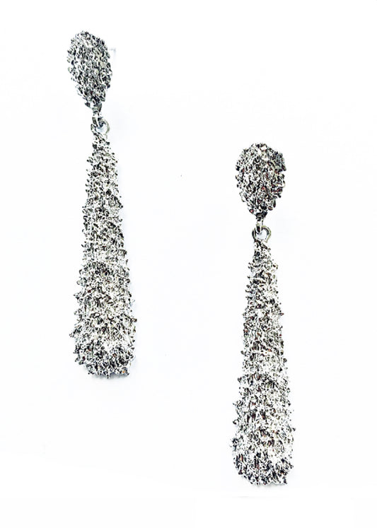 Frosted Silver Sparkle Drop Earrings - High Maintenance Jewellery
