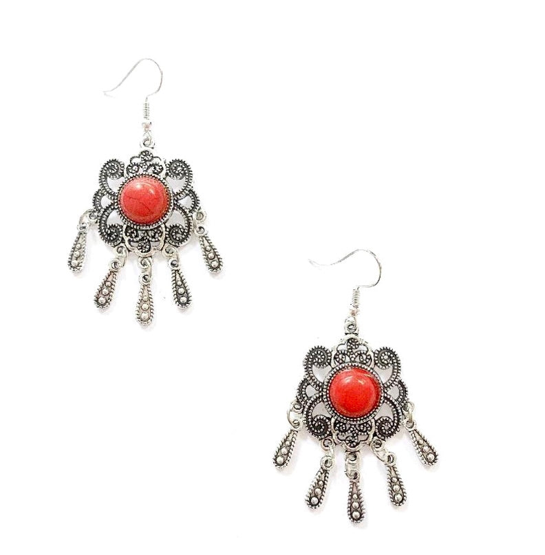Red & Silver Boho Senses Earrings - High Maintenance Jewellery