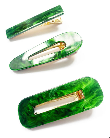 Emerald Green Hair Clips Set - High Maintenance Jewellery
