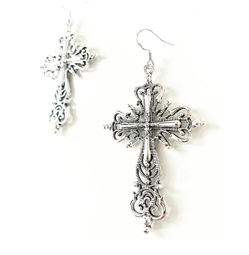Statement Cross Sterling Silver Earrings - High Maintenance Jewellery