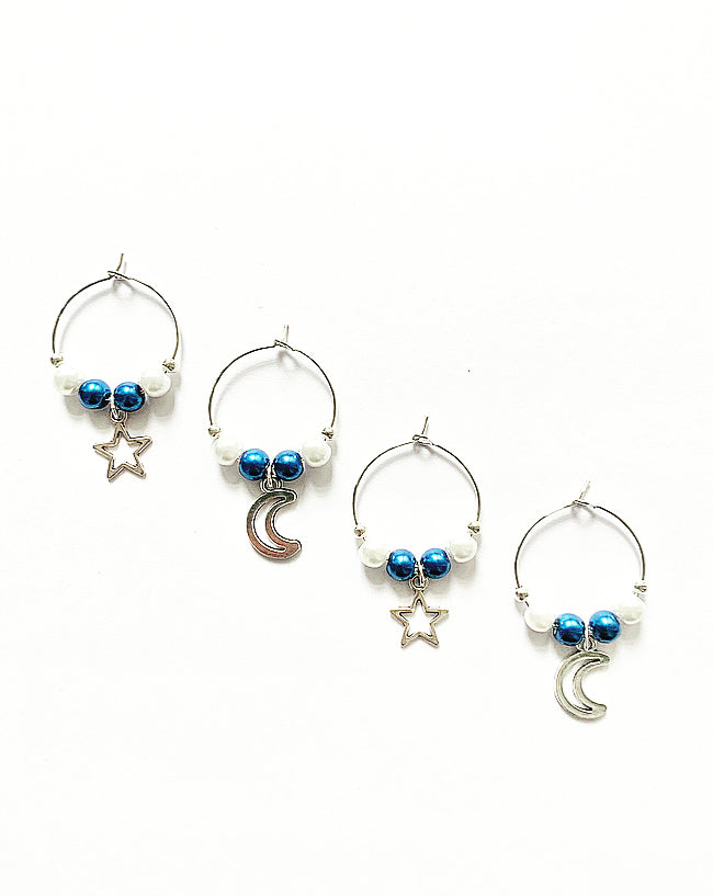 Moon & Star Drinking Glass Charms Set - High Maintenance Jewellery