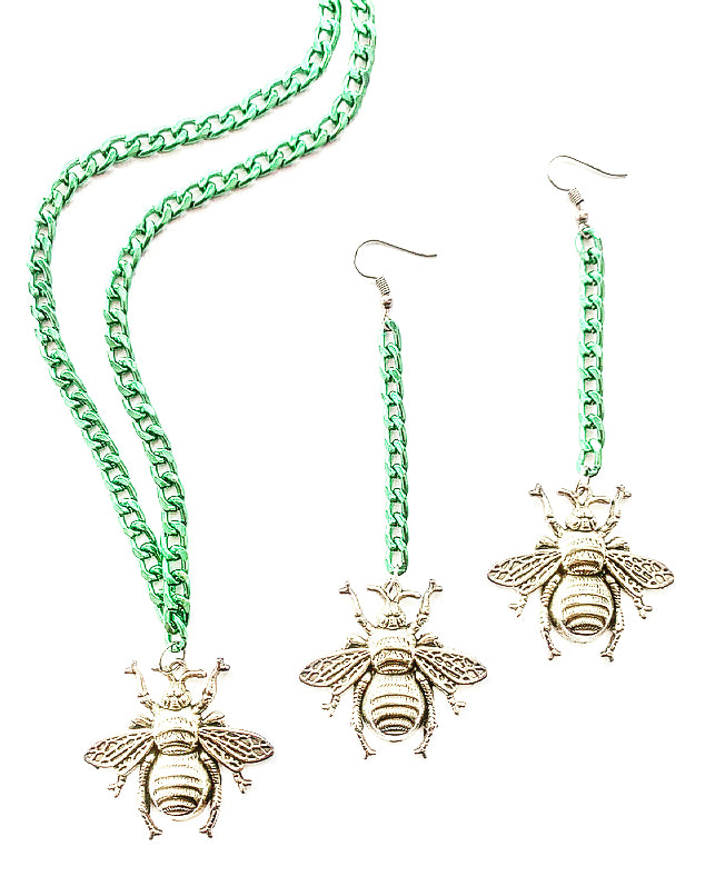 Queen Bee & Metallic Green Earrings - High Maintenance Jewellery