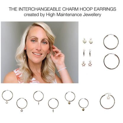 Interchangeable Charm Sterling Silver Hoop Earrings - High Maintenance Jewellery