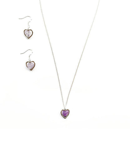Amethyst Crystal Heart Sterling Silver Earrings - highmaintenancejewellery