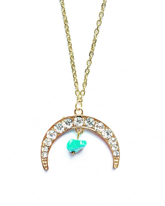 Crescent Moon & Turquoise Crystal - High Maintenance Jewellery