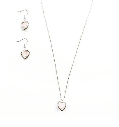 Rose Quartz Heart Sterling Silver Earrings - highmaintenancejewellery