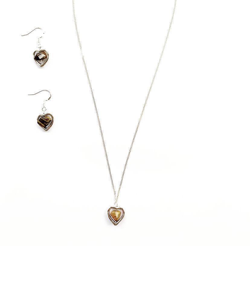 Tigers Eye Crystal Heart Sterling Silver Necklace - highmaintenancejewellery