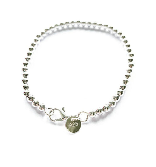 Sterling Silver Beaded Stacking Style Bracelet - highmaintenancejewellery