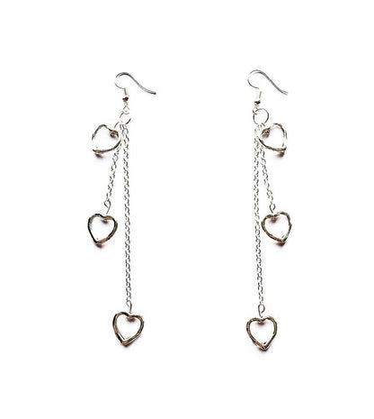 Trio Silver Heart Drop Earrings - High Maintenance Jewellery