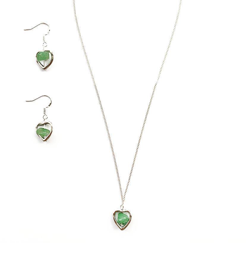 Green Aventurine Crystal Heart Sterling Silver Earrings - highmaintenancejewellery