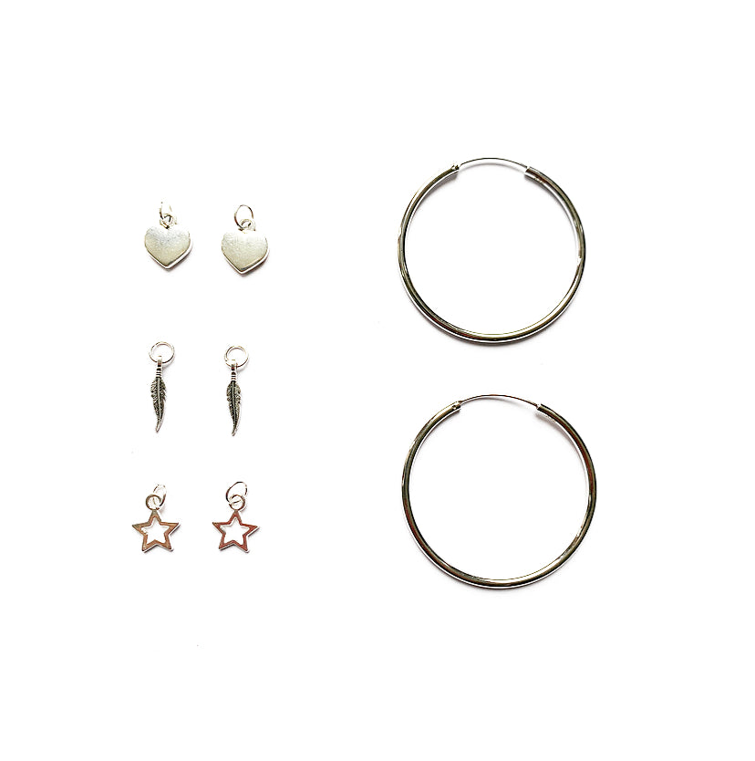 Interchangeable Charm Sterling Silver Hoop Earrings - High Maintenance Jewellery