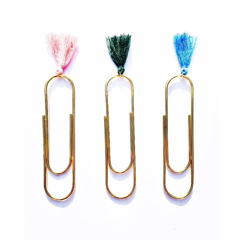Pink & Green & Blue Tassel Paperclips & Bookmarks - High Maintenance Jewellery