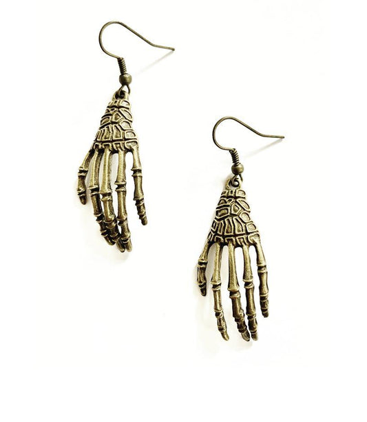 Bronze Skeleton Hand Earrings - highmaintenancejewellery