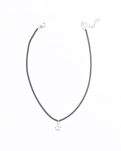 Silver Star & Black Chain Choker - High Maintenance Jewellery