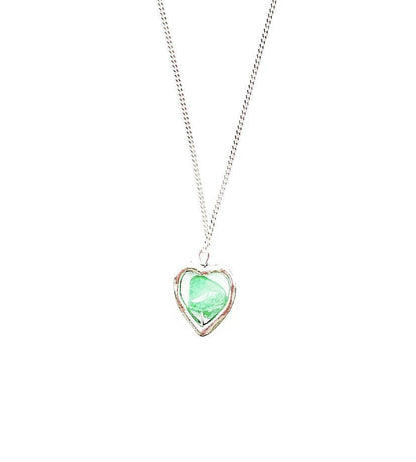 Green Aventurine Crystal Heart Sterling Silver Necklace - highmaintenancejewellery